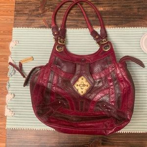 Lockheart Leather Red/burgundy Patchwork Purse